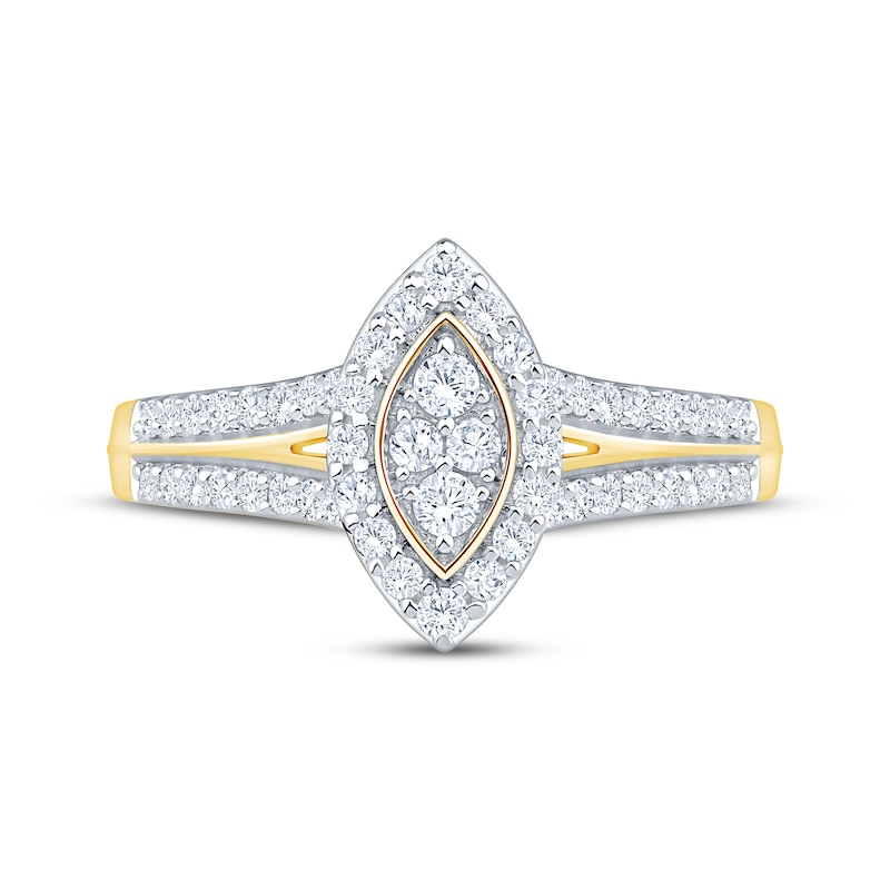 Main Image 3 of Multi-Diamond Marquise Halo Engagement Ring 3/8 ct tw 10K Yellow Gold