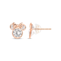 Children's Minnie Mouse Cubic Zirconia Stud Earrings 14K Rose Gold