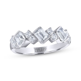 THE LEO Legacy Lab-Grown Diamond Emerald & Round-Cut Anniversary Band 1-1/4 ct tw 14K White Gold