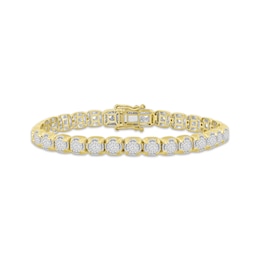 Men's Multi-Diamond Cupped Link Bracelet 1-1/4 ct tw 10K Yellow Gold 8.5&quot;