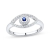 Thumbnail Image 0 of Blue & White Lab-Created Sapphire Evil Eye Ring Sterling Silver