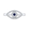 Thumbnail Image 2 of Blue & White Lab-Created Sapphire Evil Eye Ring Sterling Silver