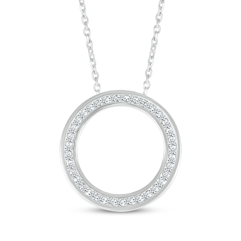 Main Image 1 of Diamond Channel Eternity Circle Necklace 1/4 ct tw 10K White Gold 18&quot;