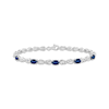 Thumbnail Image 1 of Oval-Cut Blue Lab-Created Sapphire & White Lab-Created Sapphire Infinity Link Bracelet Sterling Silver 7.5&quot;