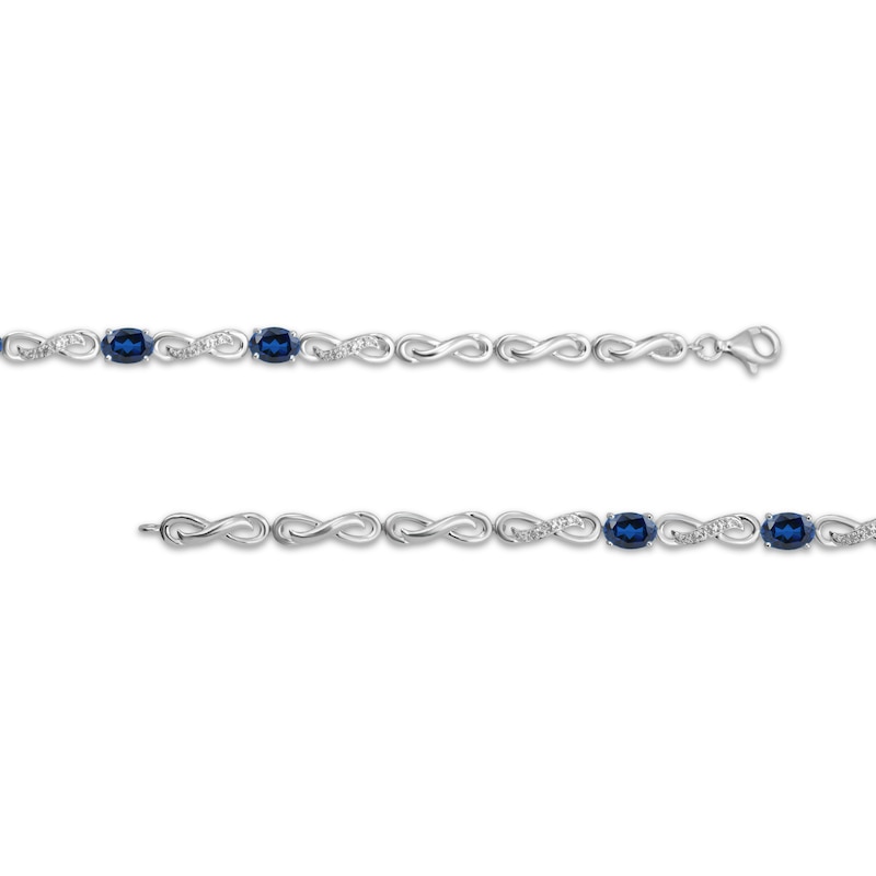 Main Image 2 of Oval-Cut Blue Lab-Created Sapphire & White Lab-Created Sapphire Infinity Link Bracelet Sterling Silver 7.5&quot;