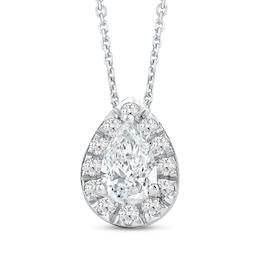 Lab-Created Diamonds by KAY Pear-Shaped & Round-Cut Teardrop Necklace 1/2 ct tw 10K White Gold 18&quot;