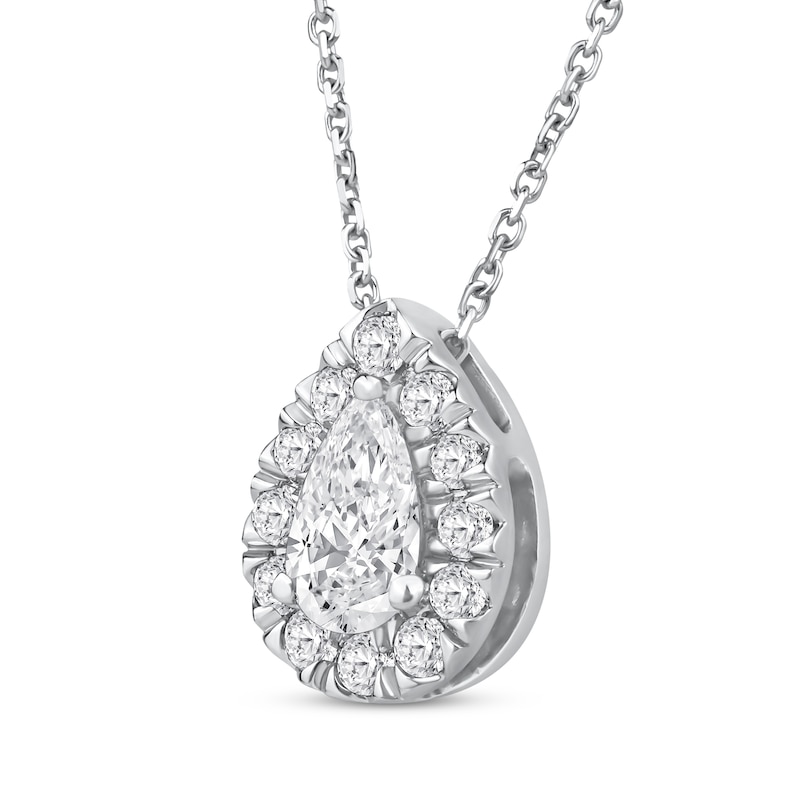 Lab-Grown Diamonds by KAY Pear-Shaped & Round-Cut Teardrop Necklace 1/2 ct tw 10K White Gold 18"