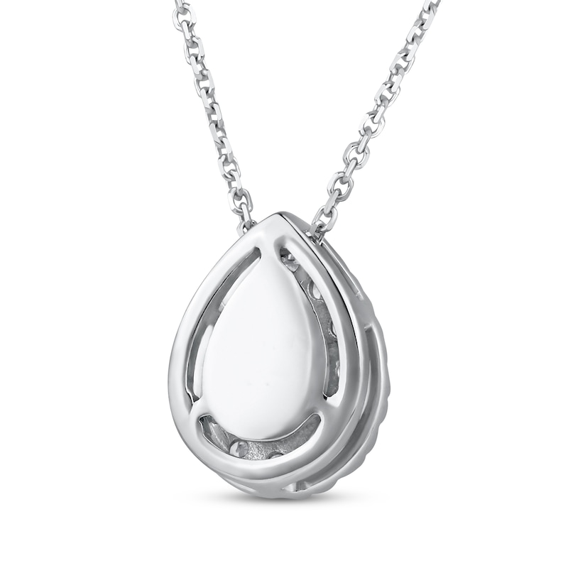 Lab-Grown Diamonds by KAY Pear-Shaped & Round-Cut Teardrop Necklace 1/2 ct tw 10K White Gold 18"