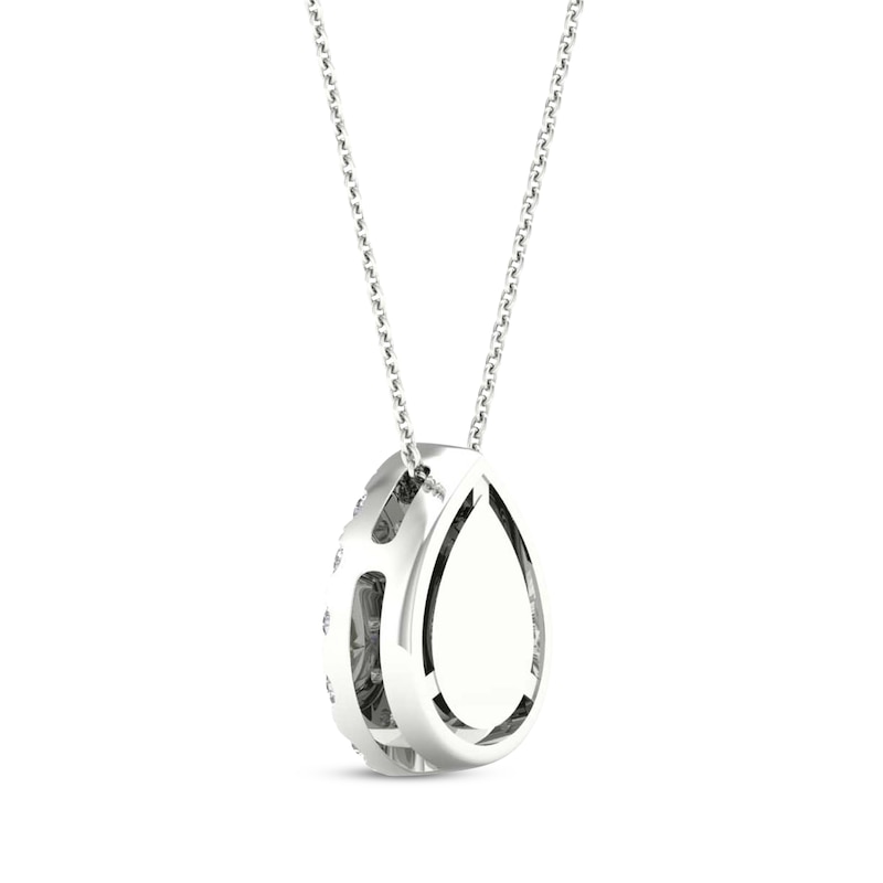 Lab-Grown Diamonds by KAY Pear-Shaped & Round-Cut Teardrop Necklace 1/2 ct tw 10K White Gold 18"