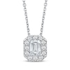 Thumbnail Image 1 of Lab-Grown Diamonds by KAY Emerald-Cut Halo Necklace 1/2 ct tw 10K White Gold 18&quot;