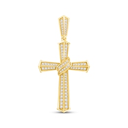 Men's Lab-Grown Diamonds by KAY Draped Cross Charm 3 ct tw 10K Yellow Gold