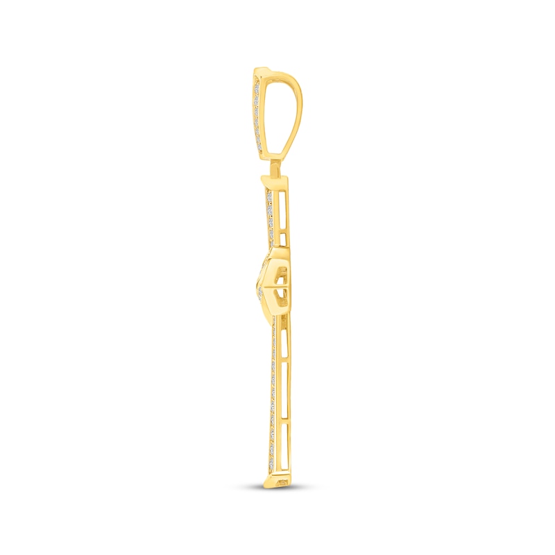 Main Image 2 of Men's Lab-Grown Diamonds by KAY Draped Cross Charm 3 ct tw 10K Yellow Gold