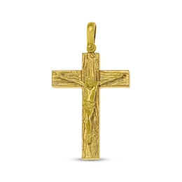 Textured Crucifix Charm 14K Yellow Gold