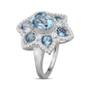 Thumbnail Image 2 of Oval-Cut Swiss Blue Topaz & White Lab-Created Sapphire Statement Ring Sterling Silver