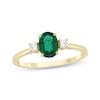 Thumbnail Image 1 of Oval-Cut Lab-Created Emerald & Diamond Ring 1/10 ct tw 10K Yellow Gold