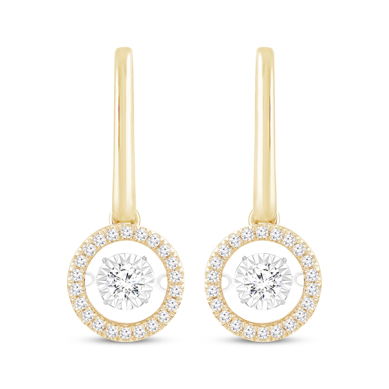 Main Image 2 of Unstoppable Love Diamond Hoop Halo Drop Earrings 1/2 ct tw 10K Yellow Gold