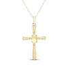 Thumbnail Image 0 of Oval-Cut Opal & Diamond Accent Cross Necklace 10K Yellow Gold 18"