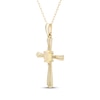 Thumbnail Image 1 of Oval-Cut Opal & Diamond Accent Cross Necklace 10K Yellow Gold 18"