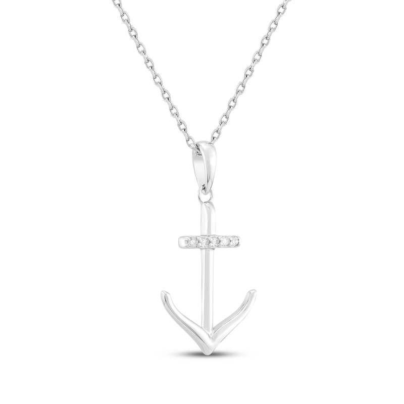 Main Image 2 of Diamond Accent Anchor Necklace Sterling Silver 18&quot;