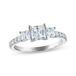 Certified Princess-Cut Diamond Three-Stone Engagement Ring 1-1/4 ct tw Platinum