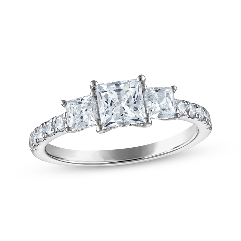 Certified Princess-Cut Diamond Three-Stone Engagement Ring 1-1/4 ct tw Platinum