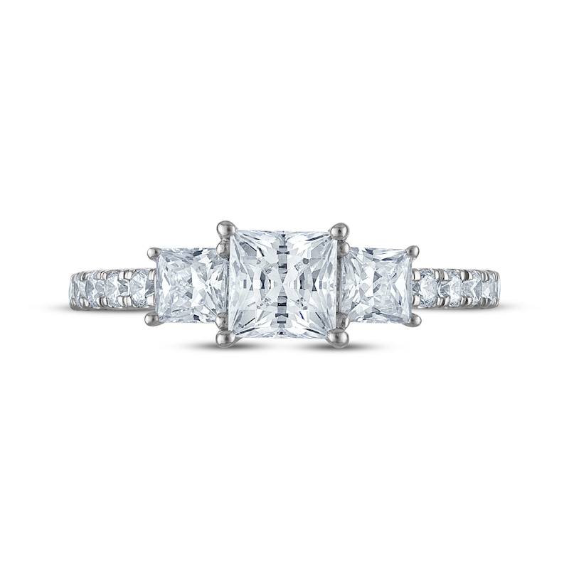 Certified Princess-Cut Diamond Three-Stone Engagement Ring 1-1/4 ct tw Platinum