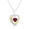 Thumbnail Image 1 of Unstoppable Love Heart-Shaped Lab-Created Ruby & Diamond Necklace 1/6 ct tw Sterling Silver & 10K Yellow Gold 18&quot;