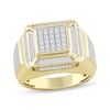 Thumbnail Image 1 of Men's Baguette & Round-Cut Diamond Beveled Ring 1 ct tw 10K Yellow Gold