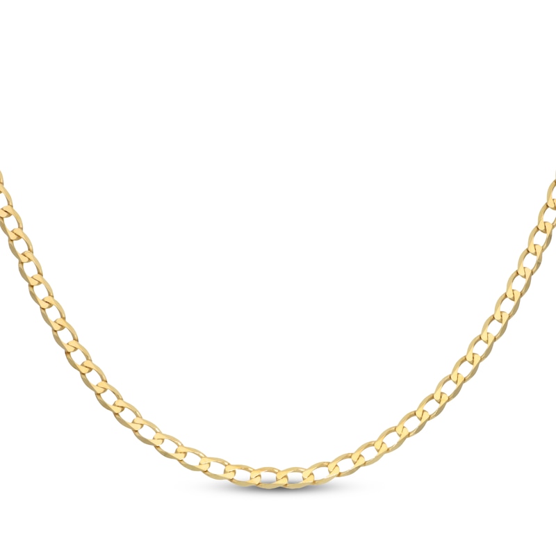 Main Image 1 of Solid Curb Chain Necklace 2.95mm 14K Yellow Gold 18&quot;