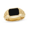 Thumbnail Image 0 of Men's Black Onyx Chain Pattern Signet Ring 10K Yellow Gold