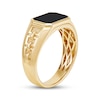 Thumbnail Image 1 of Men's Black Onyx Chain Pattern Signet Ring 10K Yellow Gold