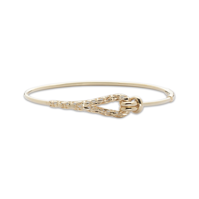 Italian Brilliance Buckle Bangle Bracelet 14K Yellow Gold