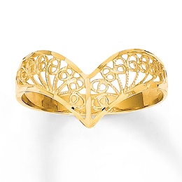 Filigree Chevron Ring 14K Yellow Gold