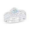 Thumbnail Image 1 of THE LEO First Light Diamond Princess-Cut Bypass Bridal Set 1 ct tw 14K White Gold