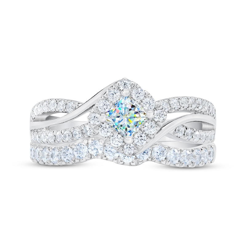 Main Image 3 of THE LEO First Light Diamond Princess-Cut Bypass Bridal Set 1 ct tw 14K White Gold