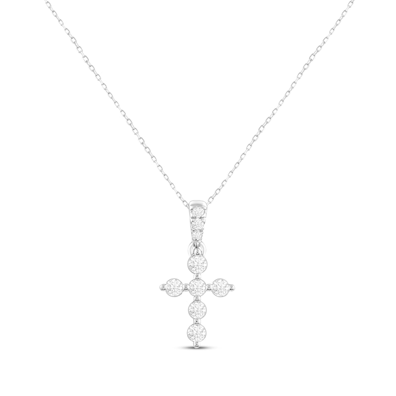 Lab-Grown Diamonds by KAY Cross Necklace 1/3 ct tw 14K White Gold 18"