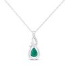 Thumbnail Image 1 of Pear-Shaped Emerald & Diamond Swirl Necklace 1/20 ct tw 10K White Gold 18&quot;