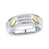 Thumbnail Image 1 of Men's Round-Cut Diamond Arrow Wedding Band 1/6 ct tw 10K Two-Tone Gold