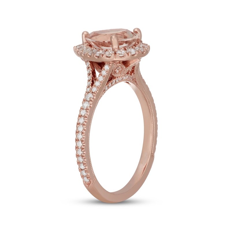 Main Image 2 of Neil Lane Pear-Shaped Morganite & Diamond Halo Engagement Ring 1/2 ct tw 14K Rose Gold