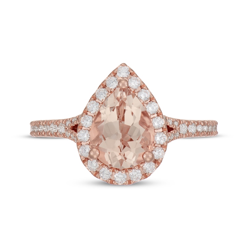 Neil Lane Pear-Shaped Morganite & Diamond Halo Engagement Ring 1/2 ct ...