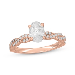 Neil Lane Artistry Oval-Cut Lab-Grown Diamond Engagement Ring 1-1/3 ct tw 14K Rose Gold