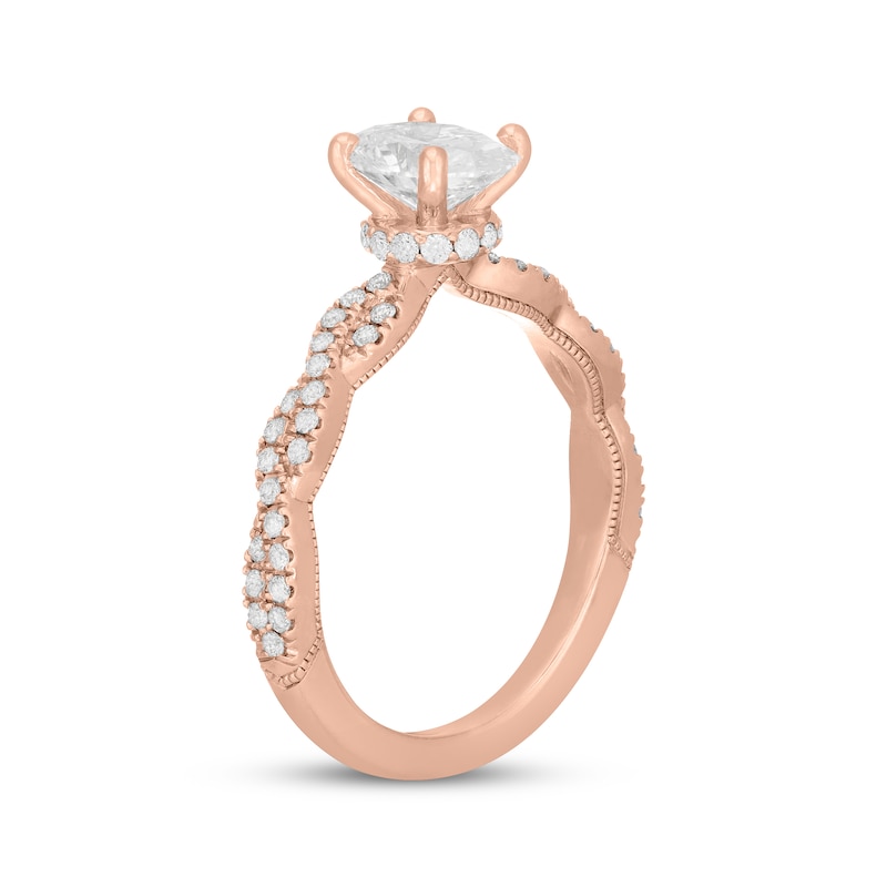 Main Image 2 of Neil Lane Artistry Oval-Cut Lab-Grown Diamond Engagement Ring 1-1/3 ct tw 14K Rose Gold