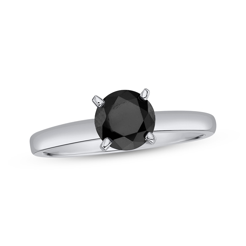 Black Diamond Solitaire Ring 1 ct tw 14K White Gold