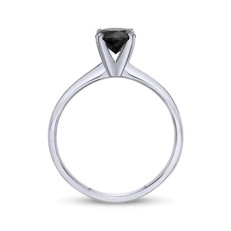 Main Image 3 of Black Diamond Solitaire Ring 1 ct tw 14K White Gold