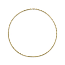 Diamond-Cut Hollow Wheat Chain Necklace 3mm 14K Yellow Gold 20&quot;