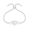 Thumbnail Image 1 of Diamond Two-Stone Three-Heart Bolo Bracelet 1/4 ct tw Sterling Silver