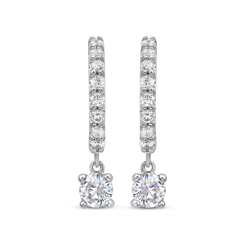 Lab-Grown Diamonds by KAY Dangle Hoop Earrings 1 ct tw 10K White Gold