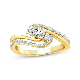 Diamond Three-Stone Bypass Ring 1/2 ct tw 10K Yellow Gold