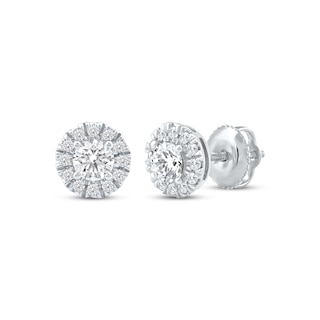 14k White Gold 8-prong Round Brilliant Diamond Stud Earrings (1 Ct. T. –