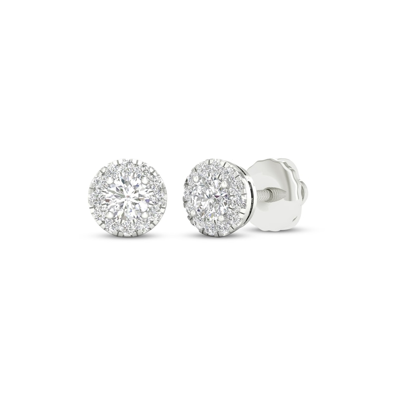 Lab-Grown Diamonds by KAY Halo Stud Earrings 1/2 ct tw 14K White Gold (F/SI2)